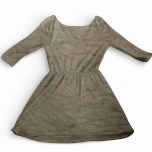 Brown Textured Dress with 3/4 Sleeves